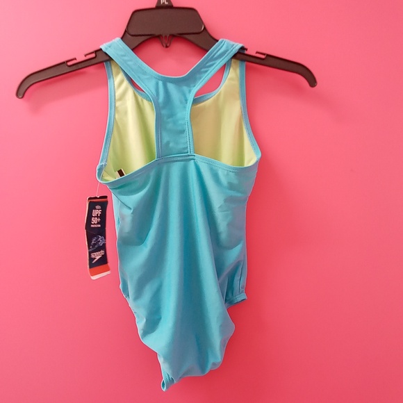 Solid Racerback One Piece Girl's Swimsuit - Picture 4 of 6